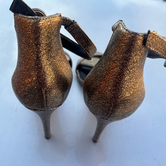 White House Black Market Metallic Gold Heels - Picture 3 of 8